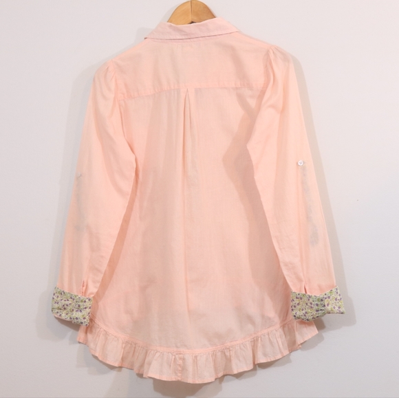 Flutterbye Cotton Floral Print Ruffle Button Up Shirt - Picture 4 of 9